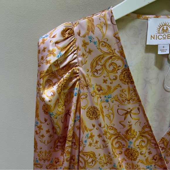 NICoBLU~new ~Cressida Short Wrap Dress ~Blush Pink French Regency Ribbons size 6 - Picture 6 of 16